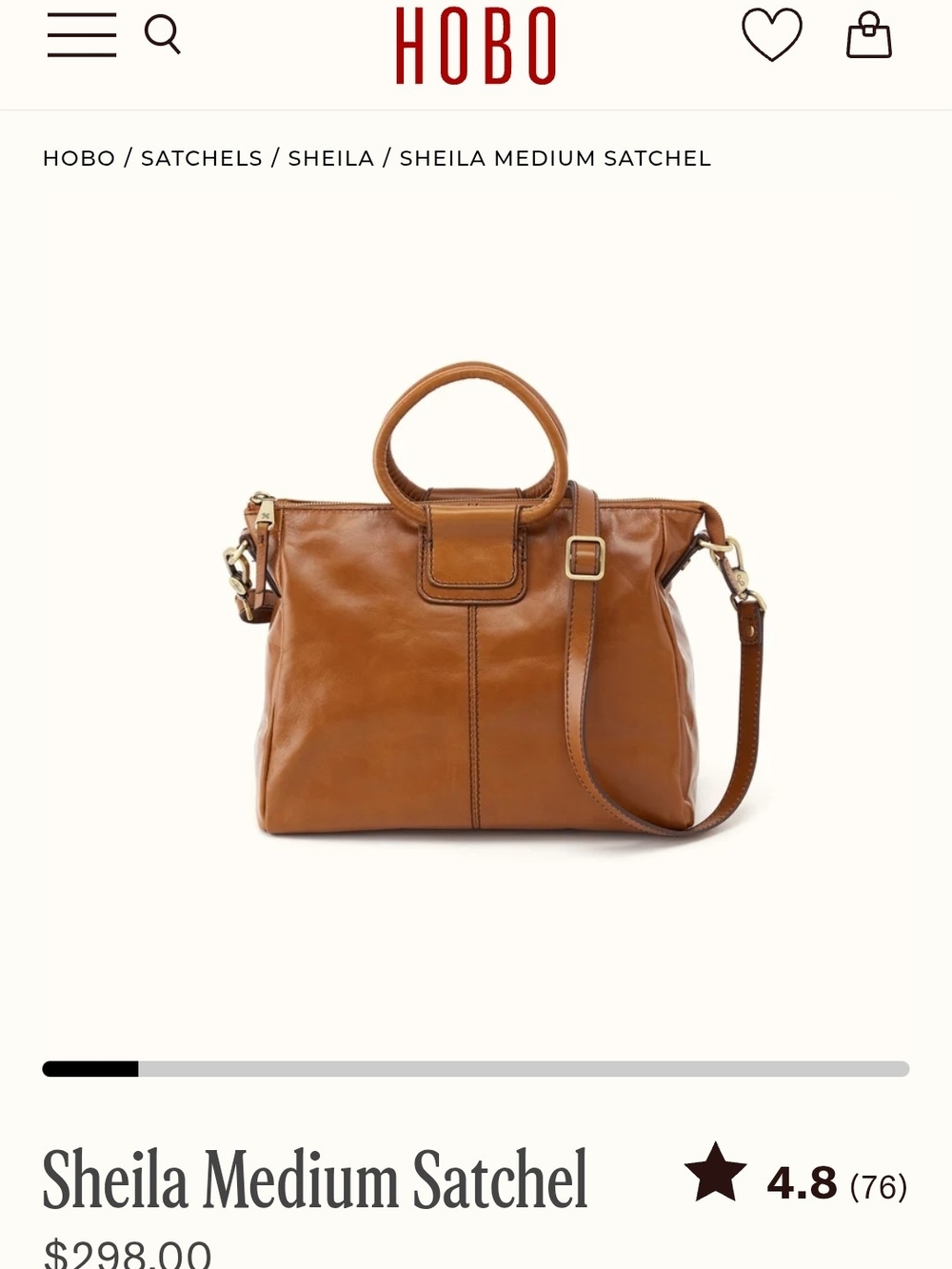 HOBO Sheila Medium Satchel — Tan Leather Crossbody Satchel